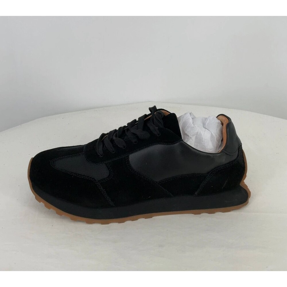 👟 EUC Quince Men’s Italian Leather & Suede Retro Runner Sneakers-Black-Size 9.5